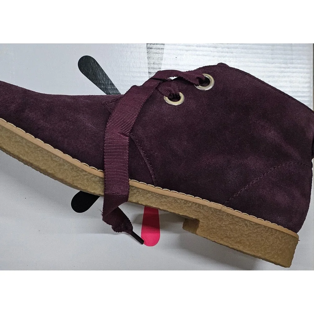 Isaac Mizrahi Live IM ZOE Dark‎ Red Suede Ribbon Lace Desert Boots Womens 7.5M